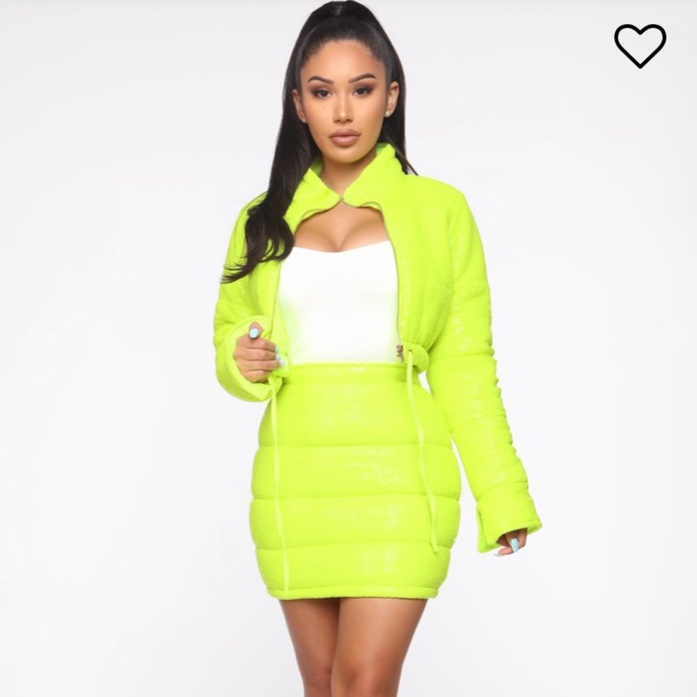 Fashion Nova Snow bunny sequin skirt set in Black